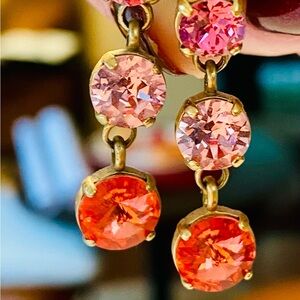 Roxanne Assoulin Elegant Pink Crystal Drop Earrings